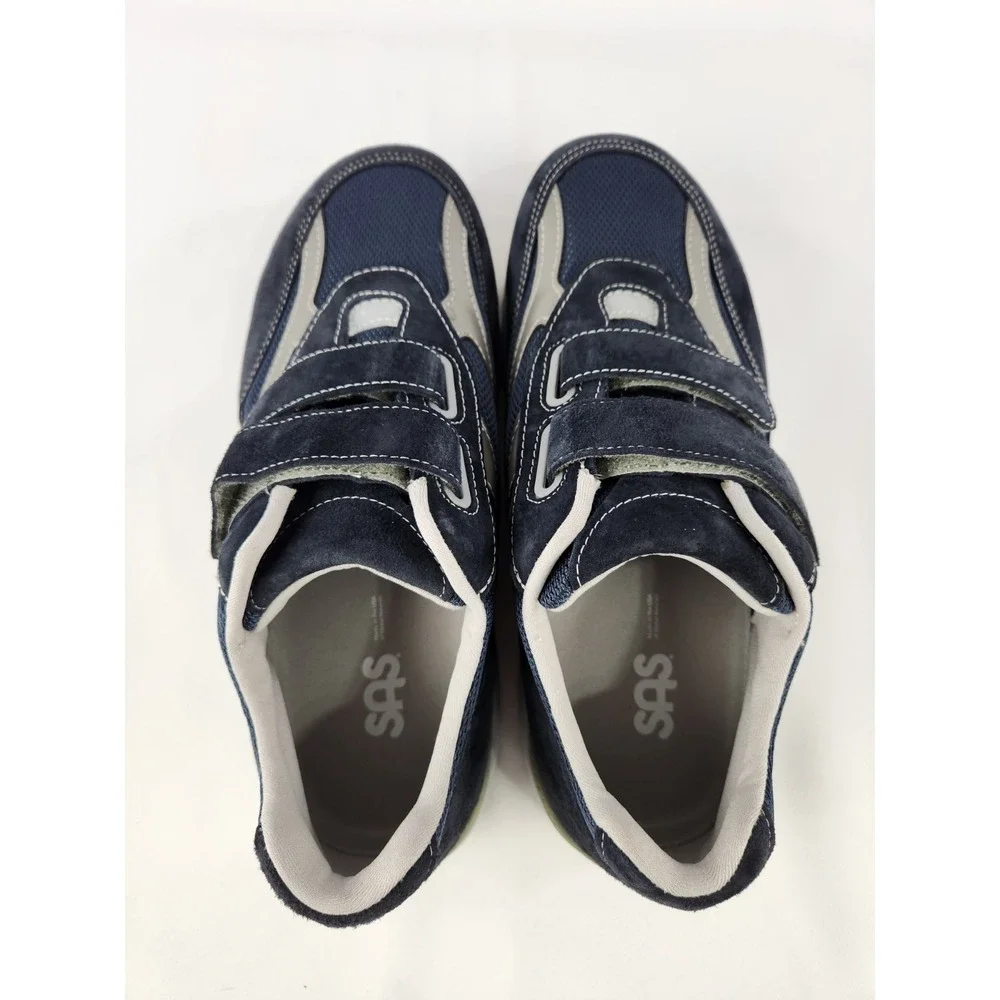 SAS JV Mesh Mens Sz 10 W Wide Navy Blue Suede Comfort Walking Sneakers Shoes‎